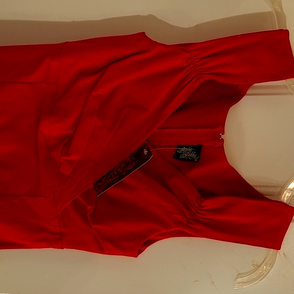 Red form fitting dress